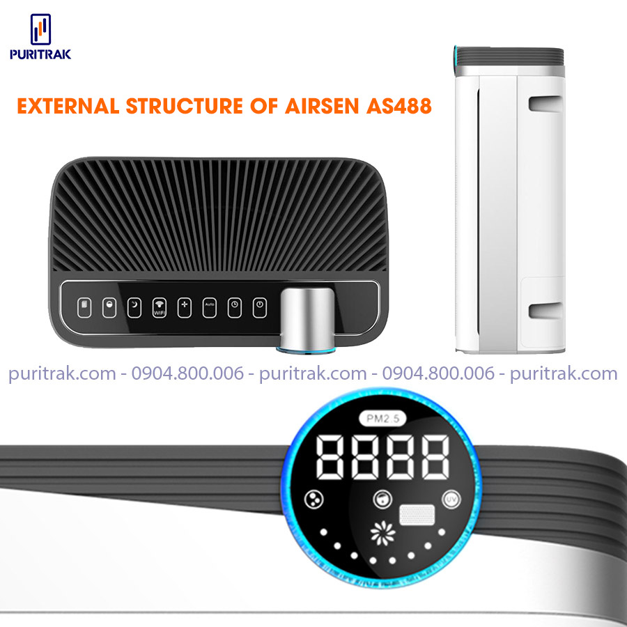 The Airsen air purifier has an LED screen that displays the air quality index in the room