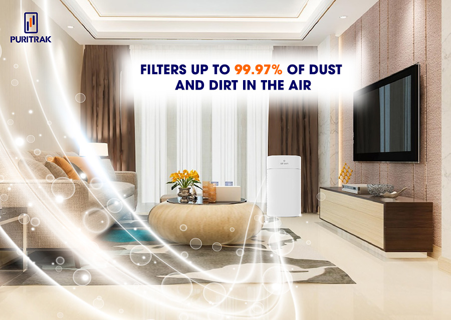 The AS800 air purifier cleans dust up to 99.97% in the air.
