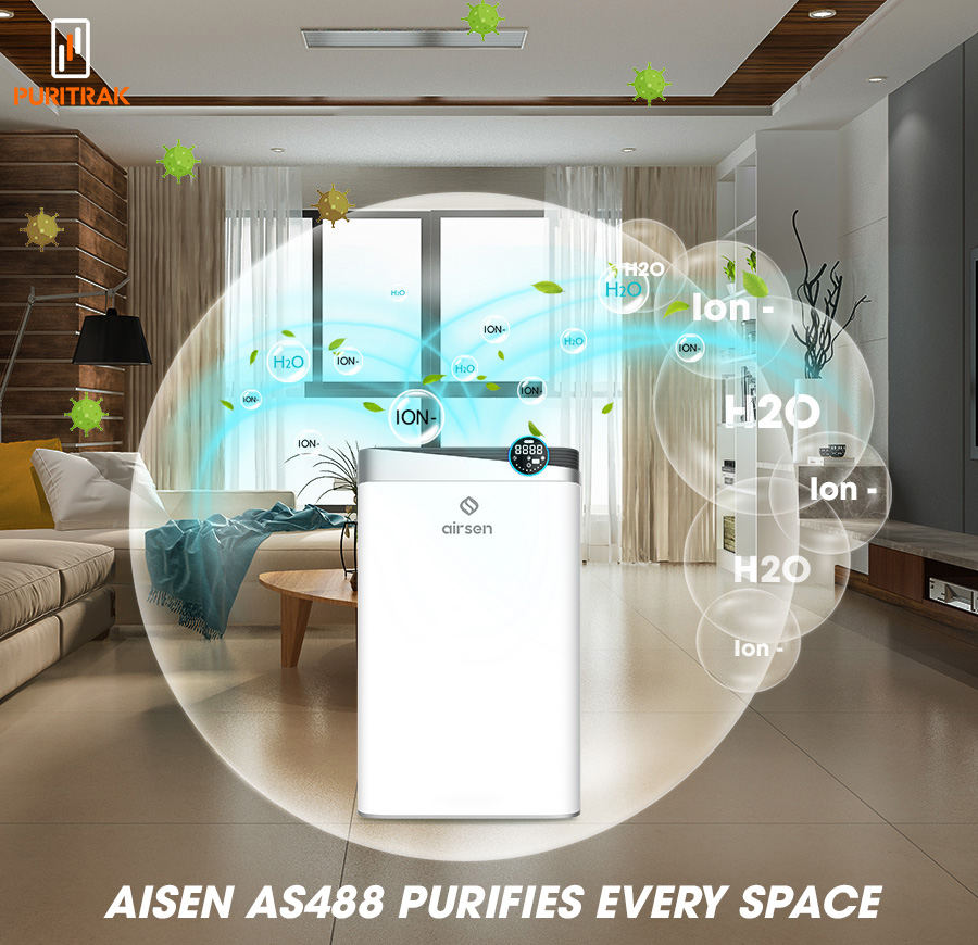 Air purifier with humidification helps eliminate bacteria and viruses.